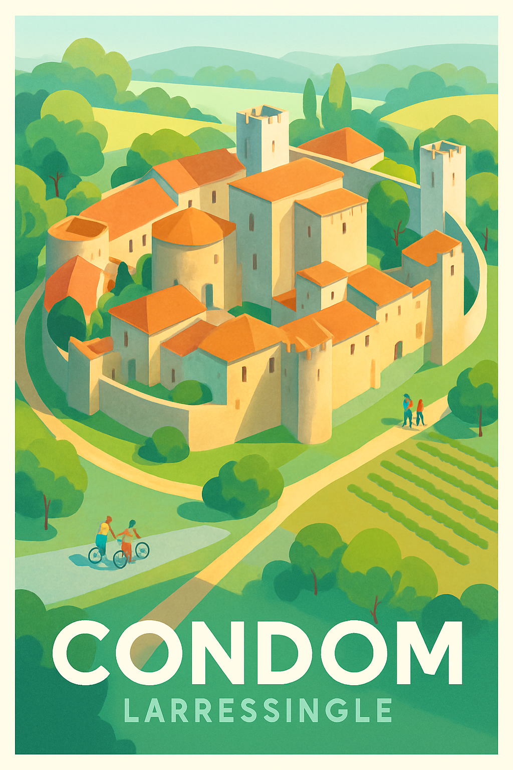Gers France Pas de Cadre / 20 × 30cm Affiche de Condom - Charme médiéval et nature préservée