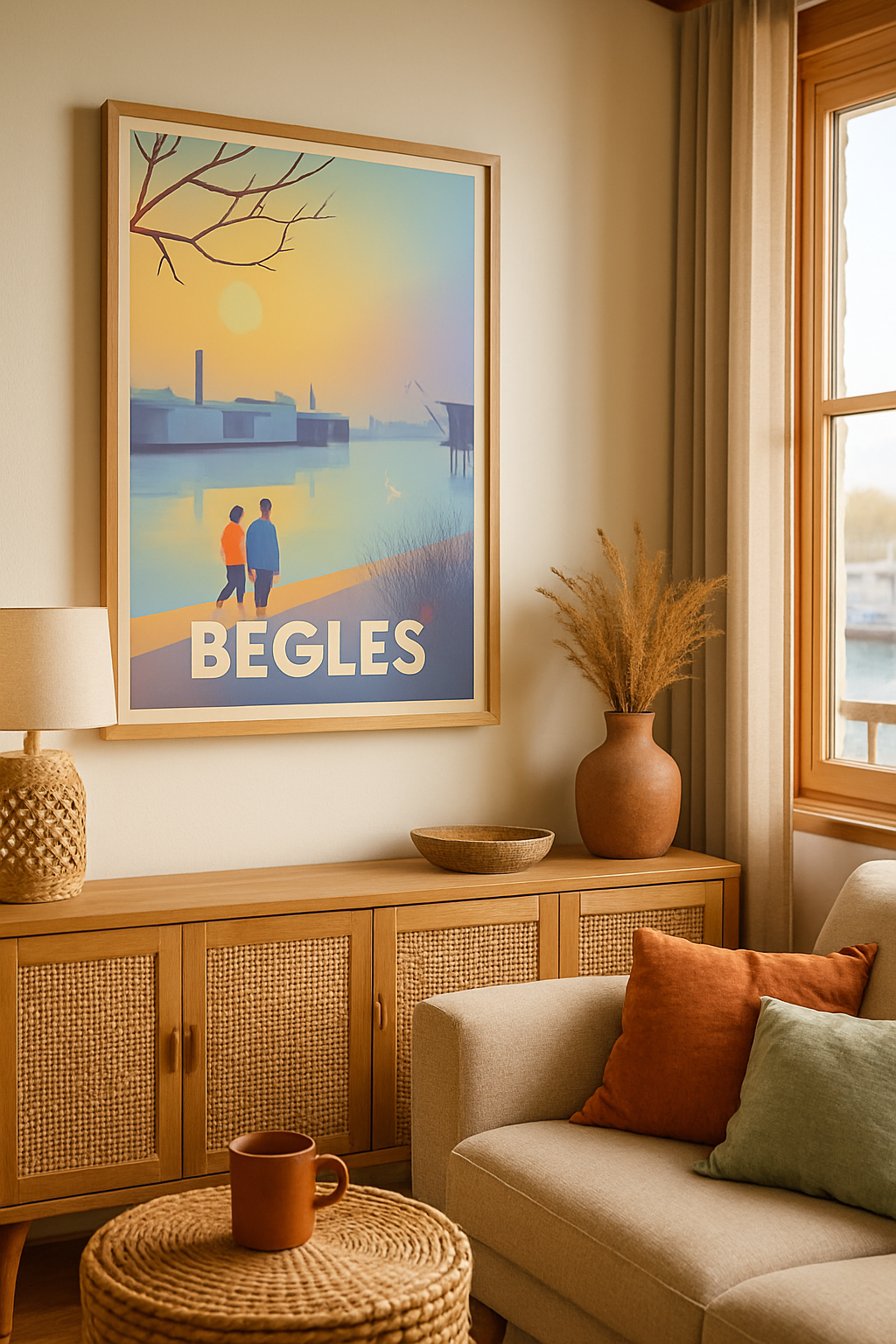 Gironde France Affiche de Bègles - Promenade au fil de l'eau au crépuscule