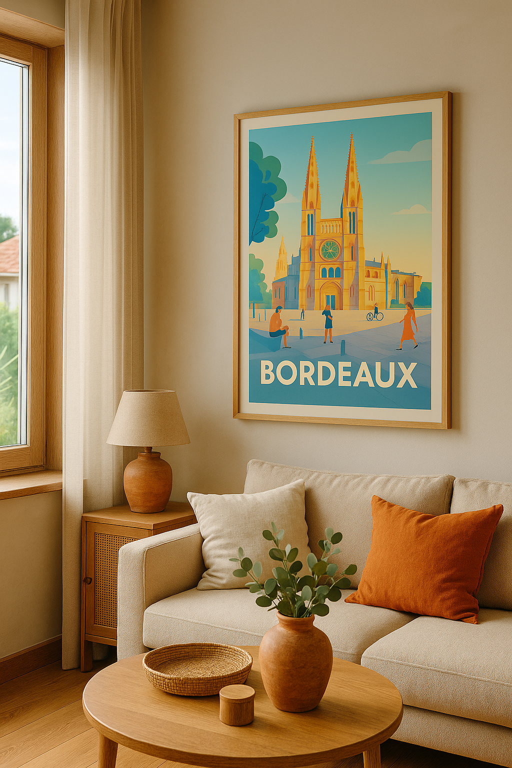 Gironde France Affiche de Bordeaux – Éclats dorés sur la cathédrale Saint-André