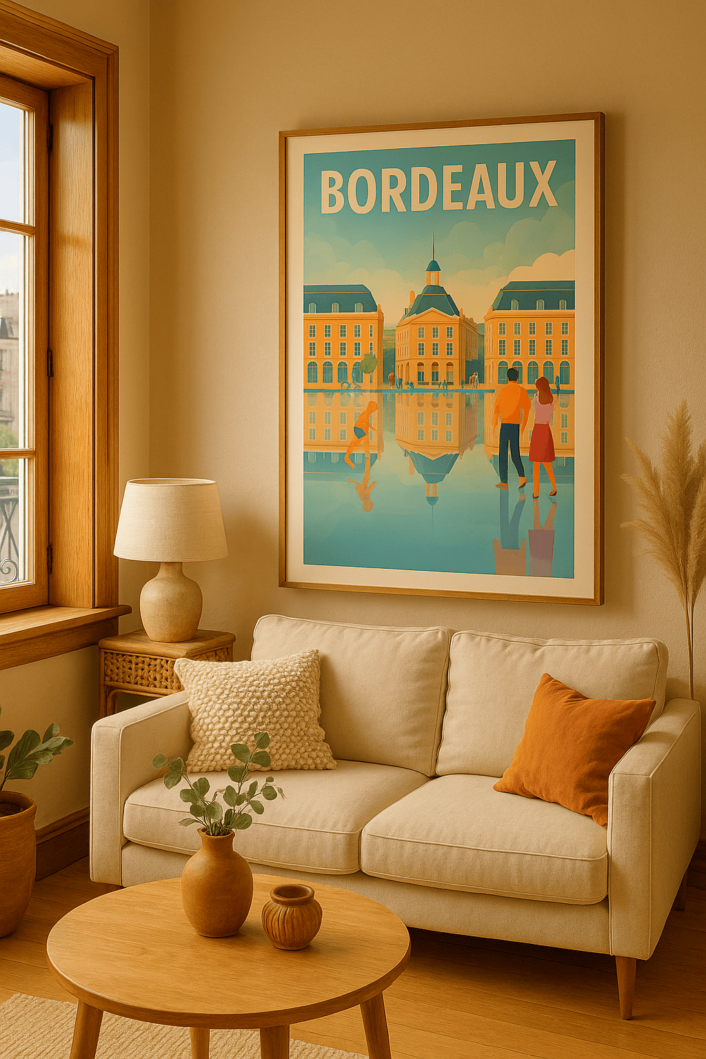 Affiche Bordeaux — Reflets élégants sur la Place de la Bourse · poster d'art de Bordeaux