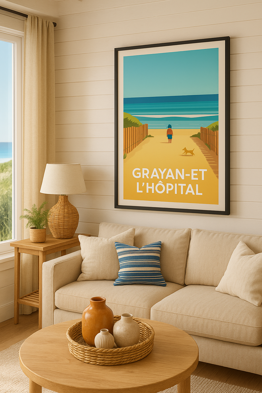 Affiche Grayan-et-l'Hôpital — Invitation à la plage et à la sérénité · poster d'art de Grayan-et-l'Hôpital
