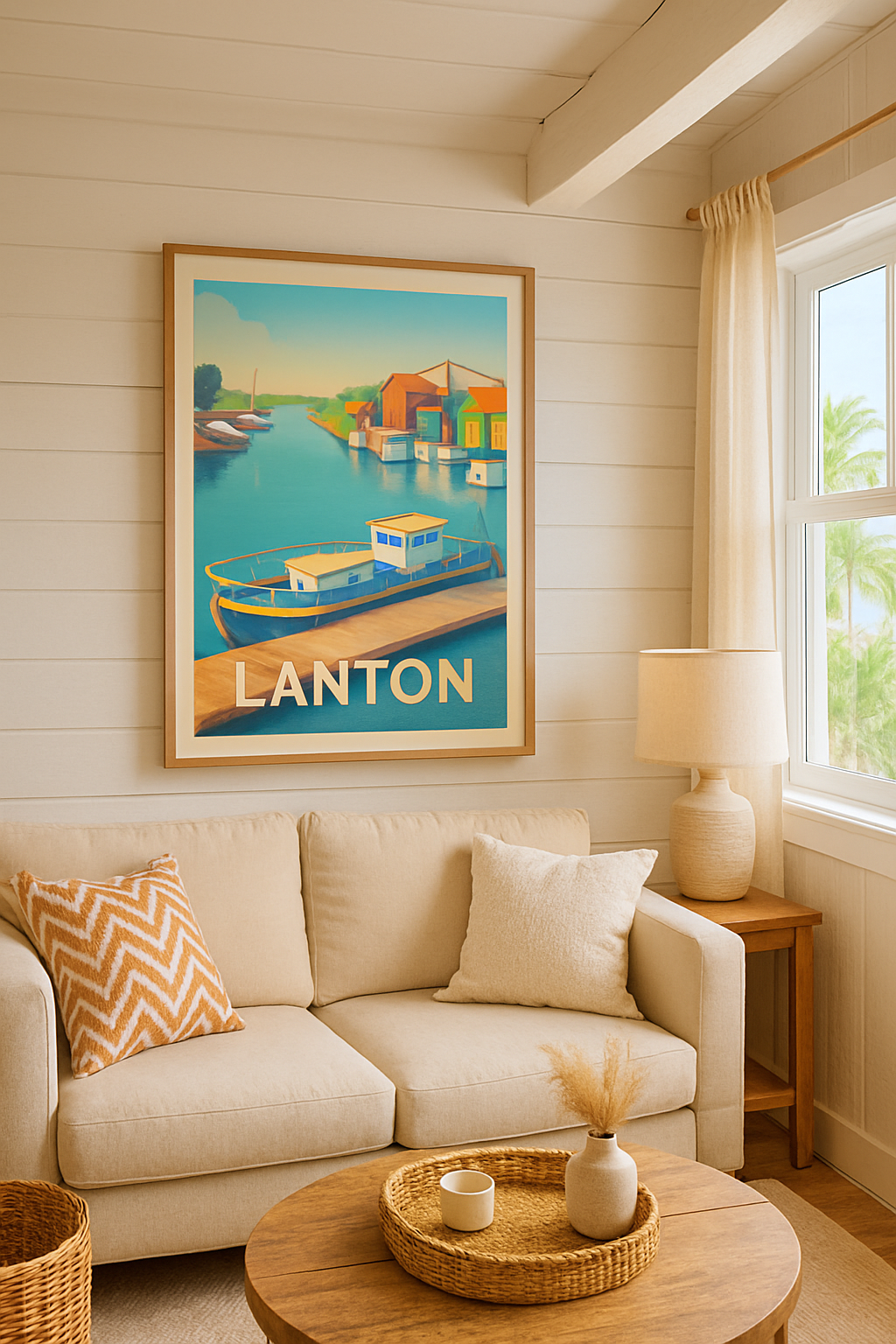 Affiche Lanton — Charme et sérénité au bord de l'eau · poster d'art de Lanton