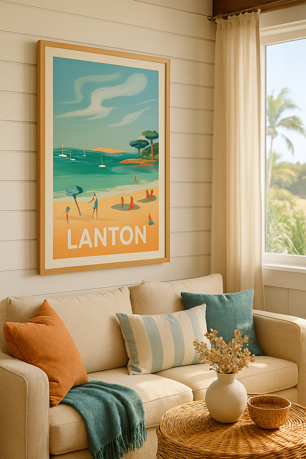Affiche Lanton — Évasion balnéaire sur le Bassin d'Arcachon · poster d'art de Lanton