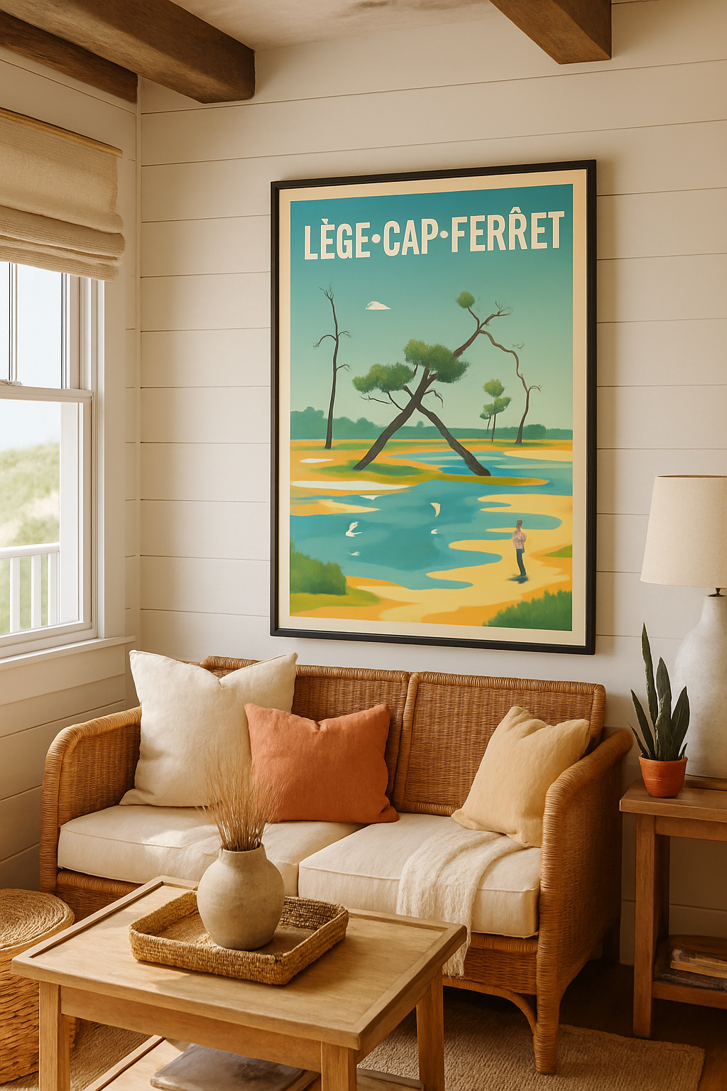 Affiche Lège-Cap-Ferret — Évasion nature au bord de l'eau · poster d'art de Lège-Cap-Ferret