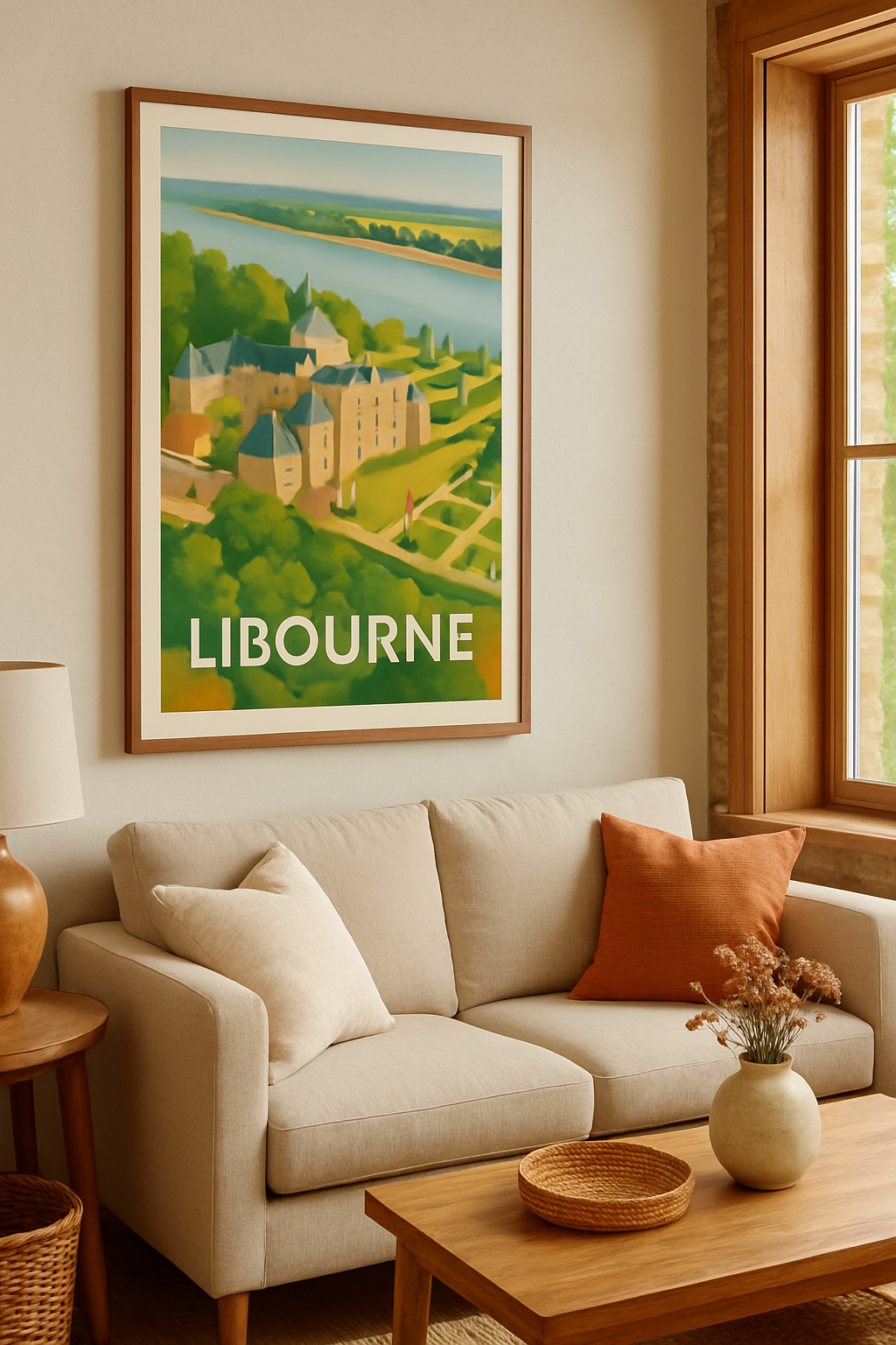 Affiche Libourne — Élégance et charme au fil de l'eau · poster d'art de Libourne