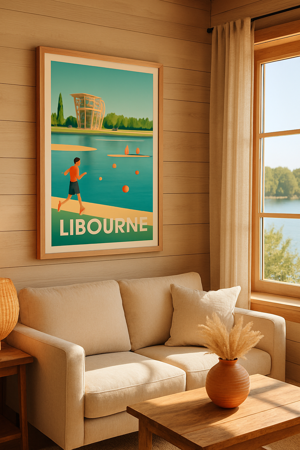 Affiche Libourne — Escapade sportive au bord de l'eau · poster d'art de Libourne