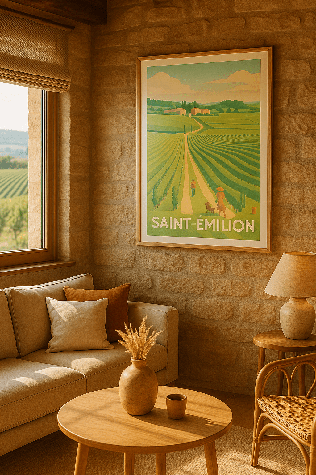 Affiche Saint-Émilion — Évasion bucolique au cœur des vignobles · poster d'art de Saint-Émilion