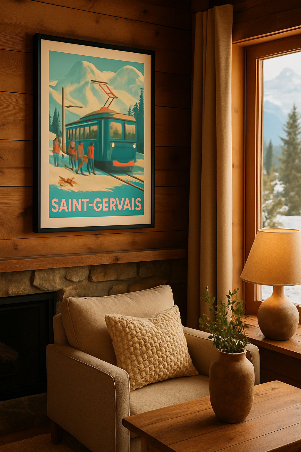 Affiche Saint-Gervais — Escapade hivernale au cœur des montagnes · poster d'art de Saint-Gervais
