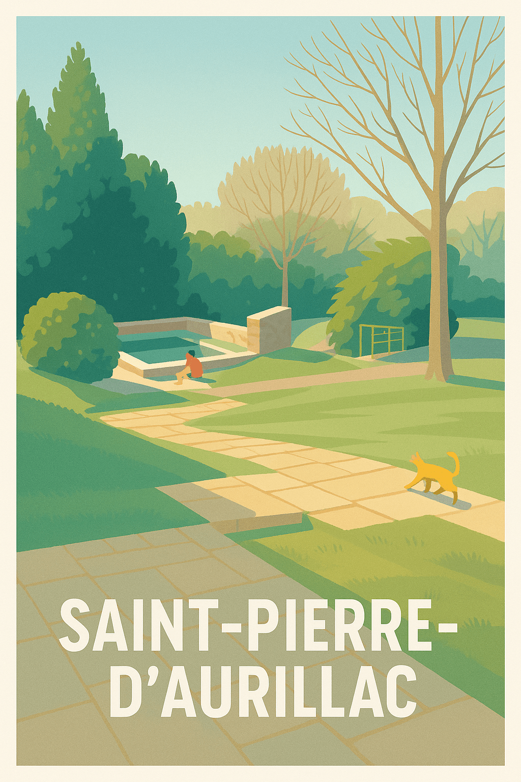 Affiche Saint-Pierre-d'Aurillac — Havre de paix et nature · poster d'art de Saint-Pierre-d'Aurillac