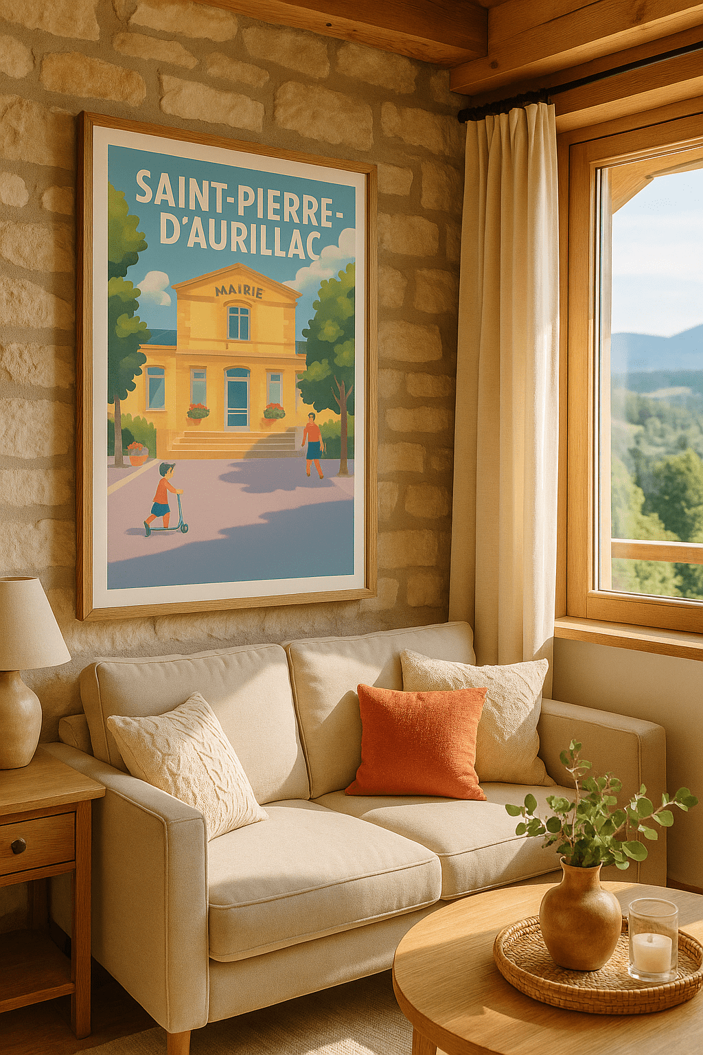 Affiche Saint-Pierre-d'Aurillac — Le charme tranquille de la mairie · poster d'art de Saint-Pierre-d'Aurillac