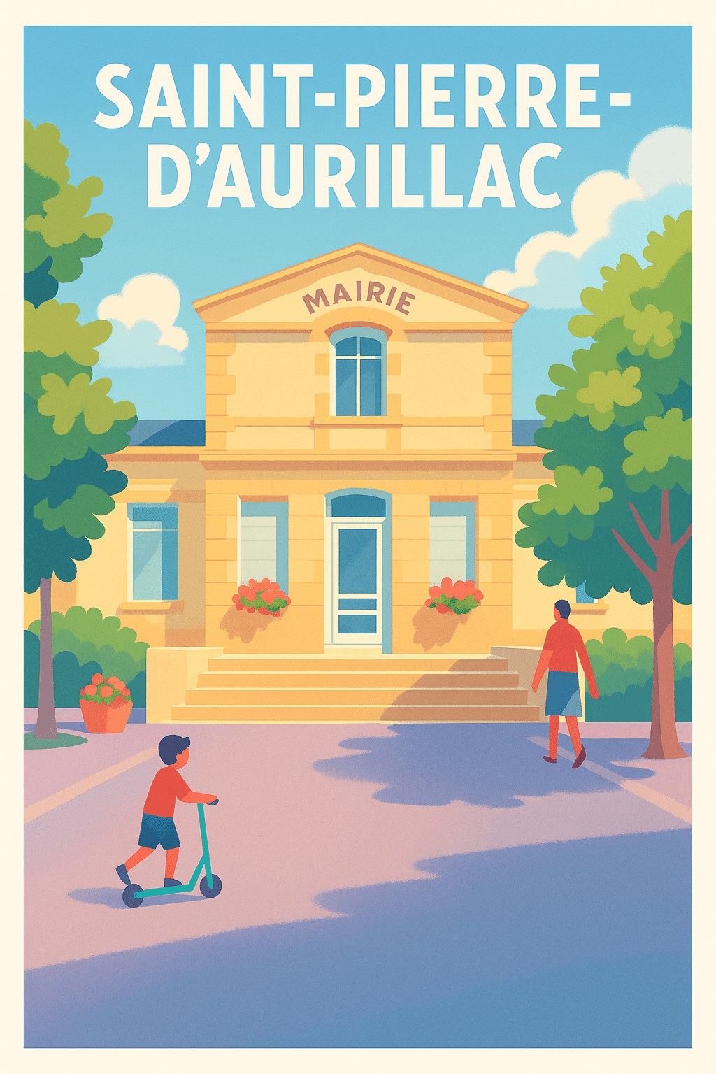 Affiche Saint-Pierre-d'Aurillac — Le charme tranquille de la mairie · poster d'art de Saint-Pierre-d'Aurillac