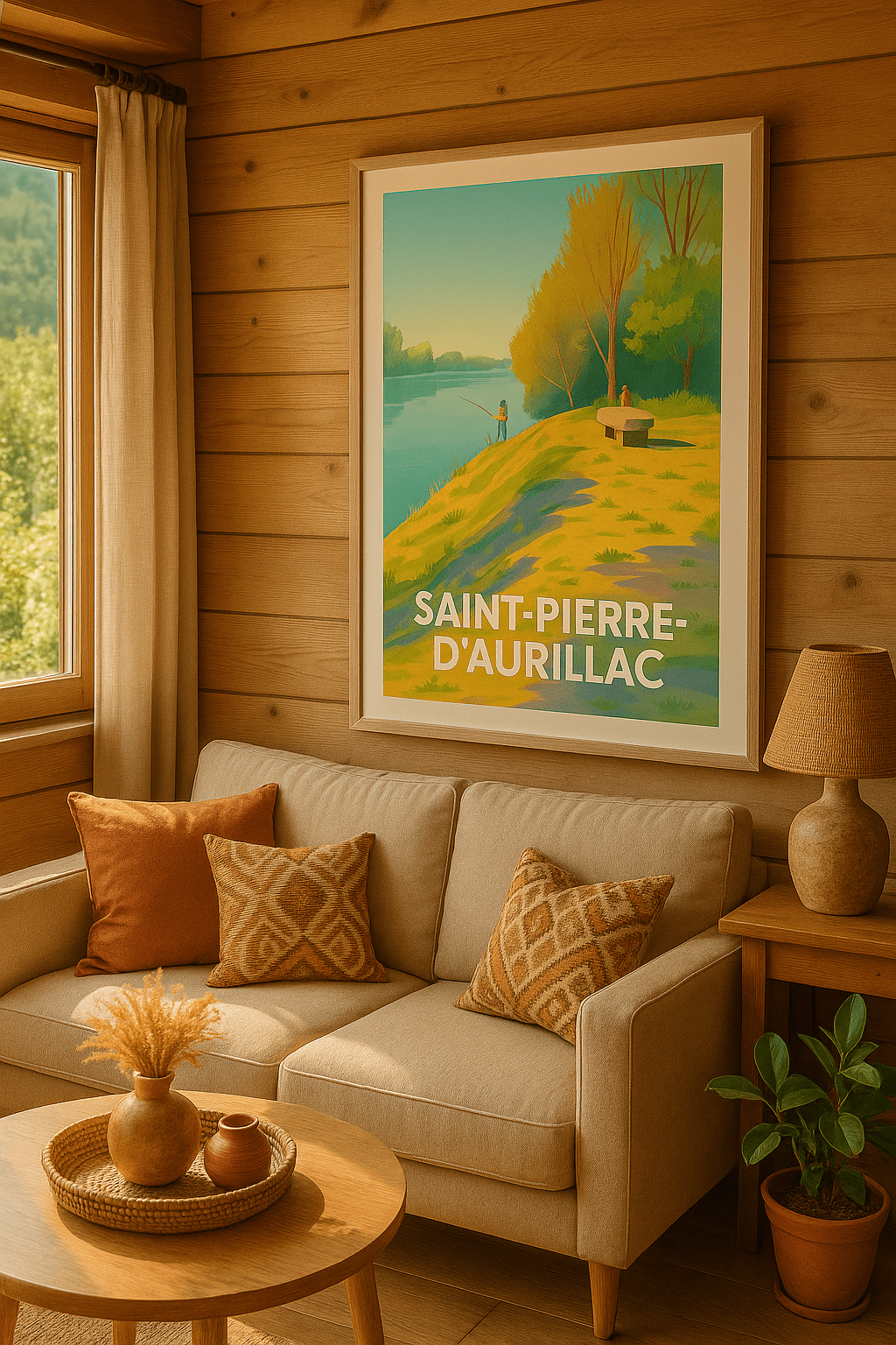 Affiche Saint-Pierre-d'Aurillac — Sérénité au bord de l'eau · poster d'art de Saint-Pierre-d'Aurillac