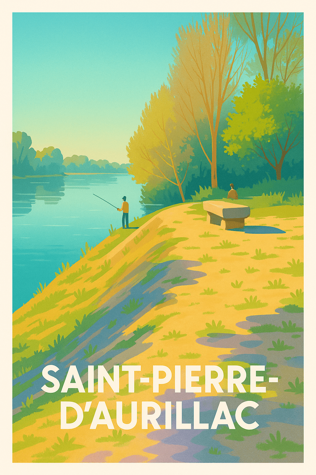 Affiche Saint-Pierre-d'Aurillac — Sérénité au bord de l'eau · poster d'art de Saint-Pierre-d'Aurillac