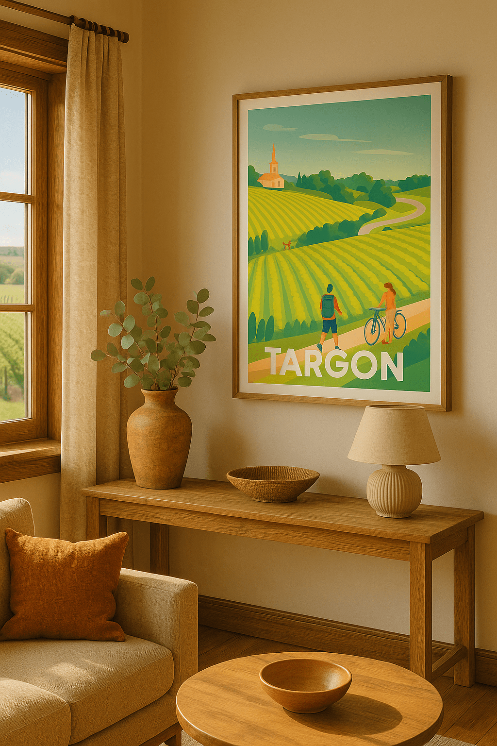 Affiche Targon — Évasion Verte en Paysages Vignobles · poster d'art de Targon