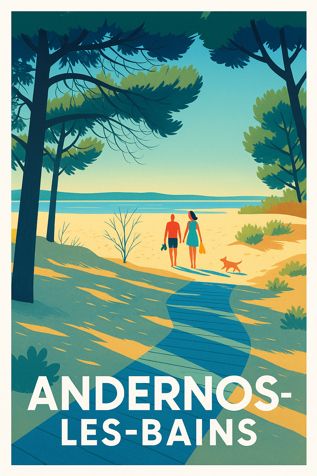 Gironde France Pas de Cadre / 20 × 30cm Affiche Andernos-les-Bains - Escapade Balnéaire Intemporelle