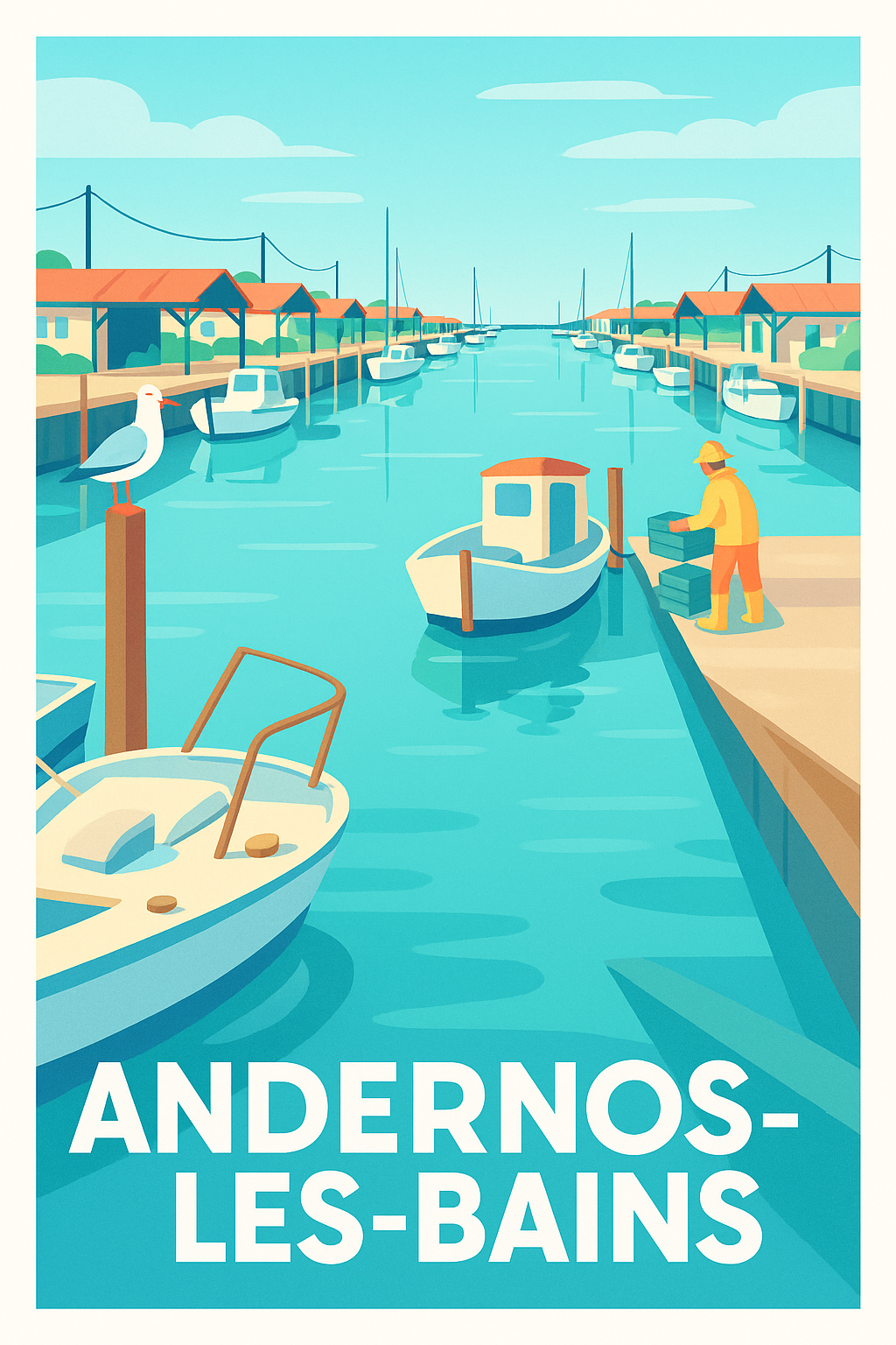 Gironde France Pas de Cadre / 20 × 30cm Affiche Andernos-les-Bains - L'escale paisible du Bassin d'Arcachon