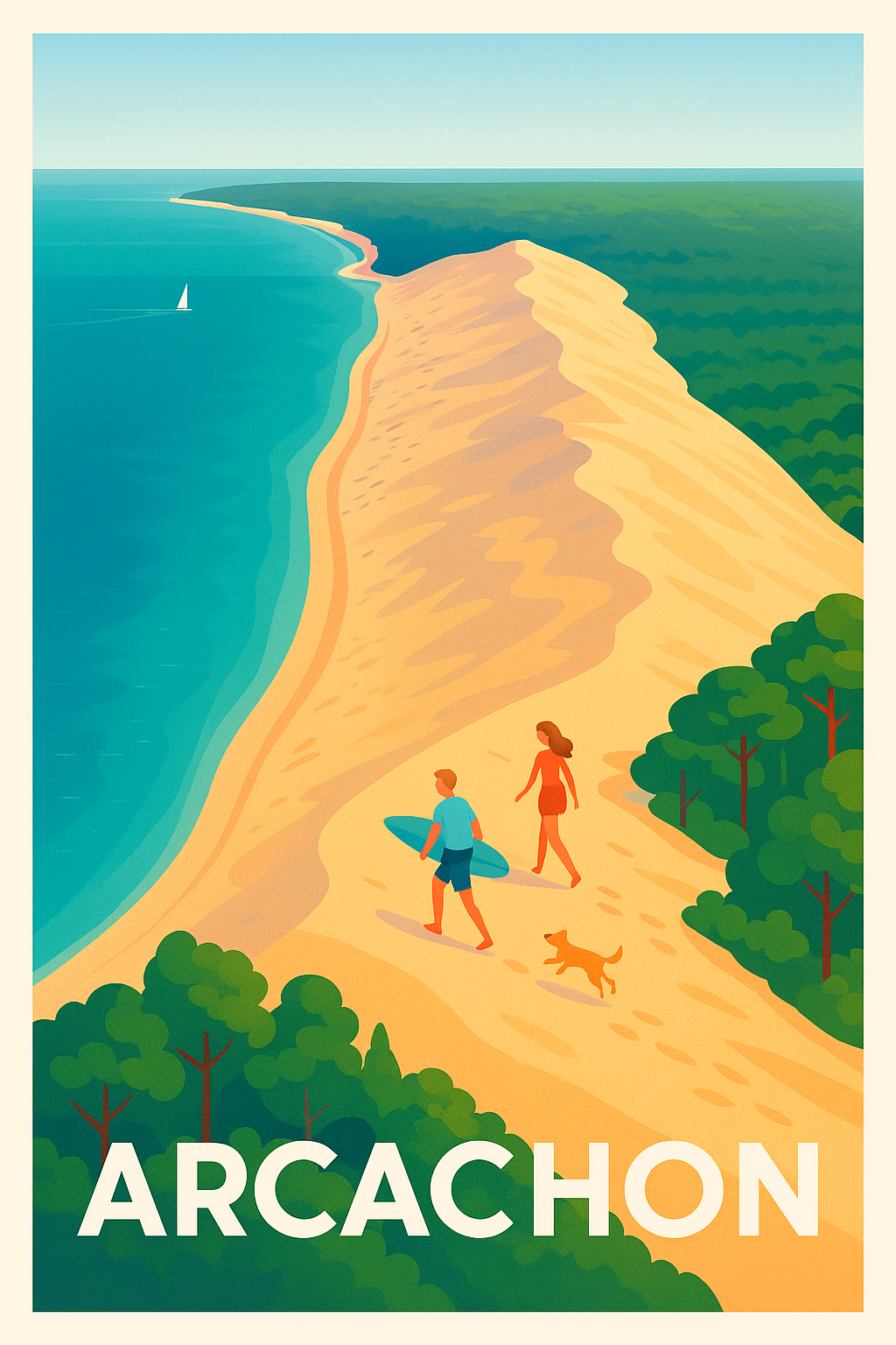 Gironde France Pas de Cadre / 20 × 30cm Affiche Arcachon - Escapade en bord de dune