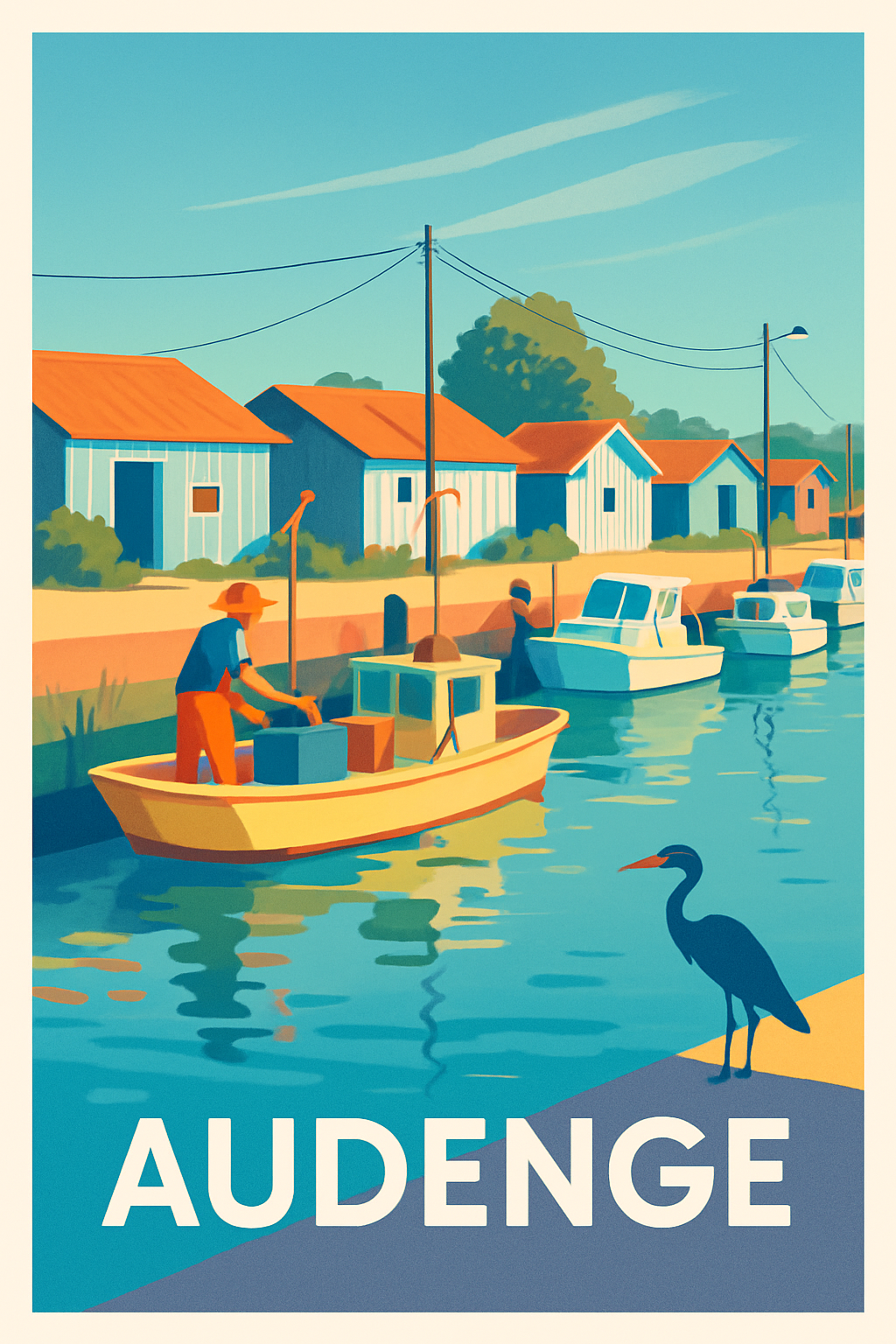 Gironde France Pas de Cadre / 20 × 30cm Affiche de Audenge - Charme paisible au bord du bassin