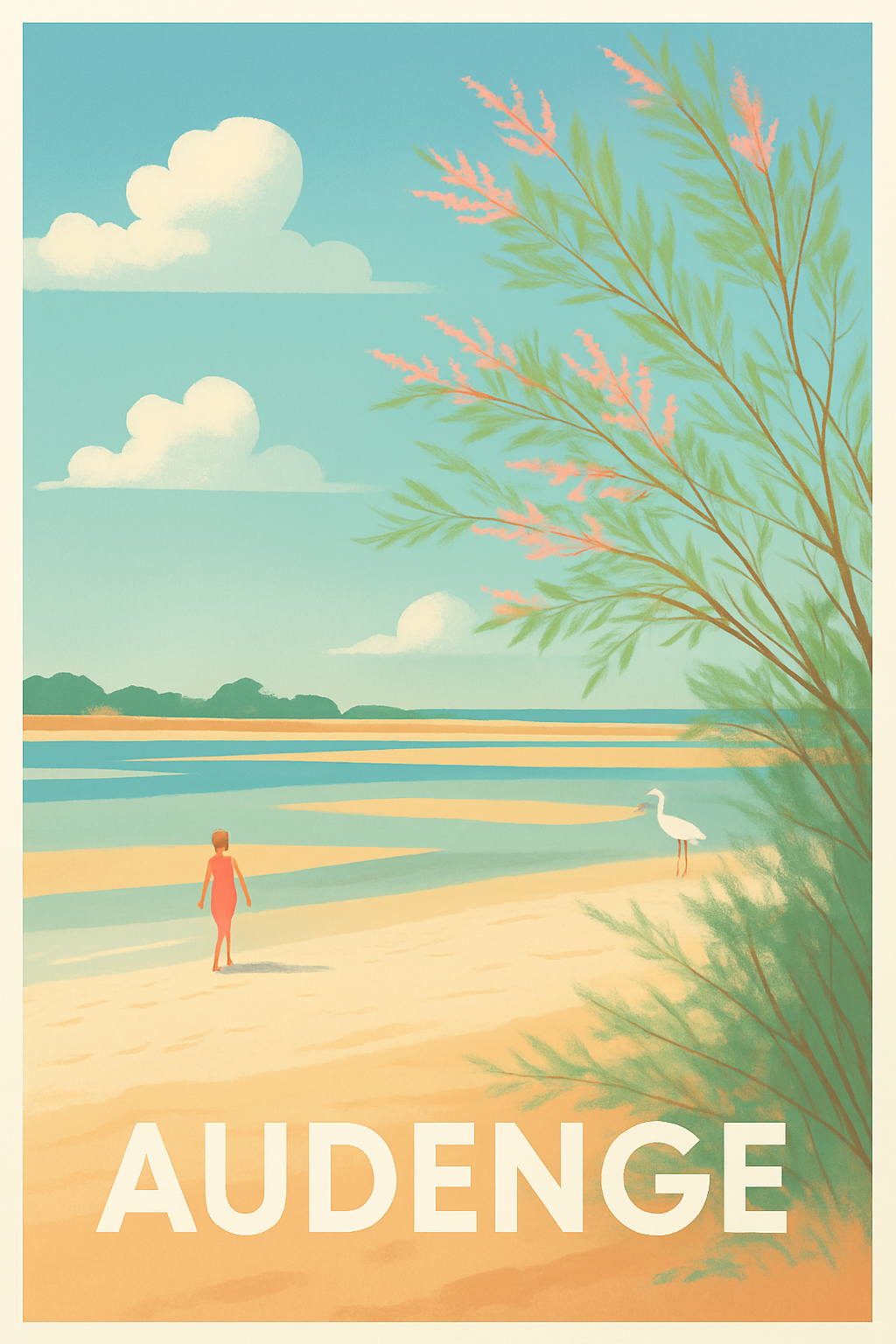 Gironde France Pas de Cadre / 20 × 30cm Affiche de Audenge - Escapade sereine au bord de l'eau