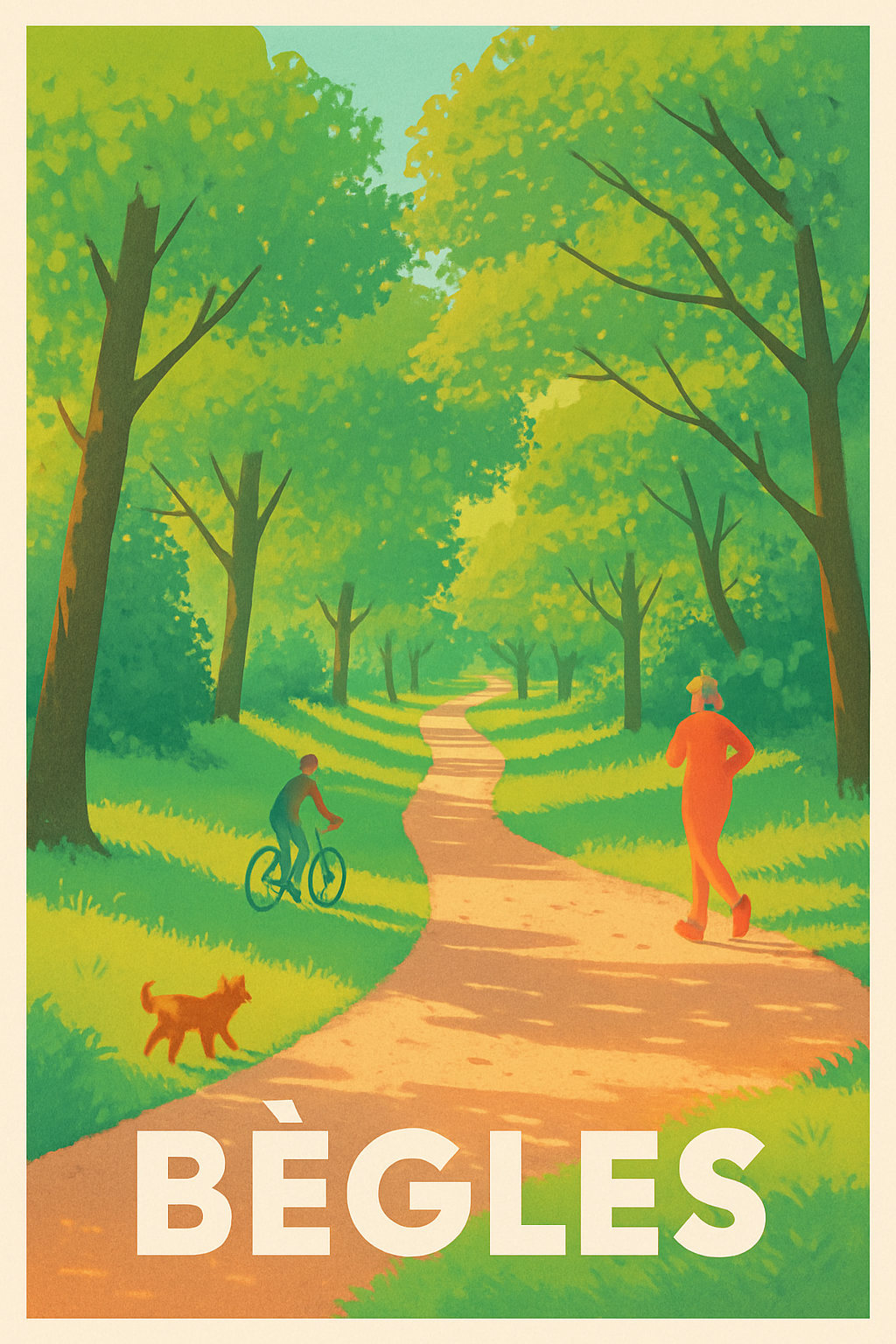 Gironde France Pas de Cadre / 20 × 30cm Affiche de Bègles - Évasion verte et douce