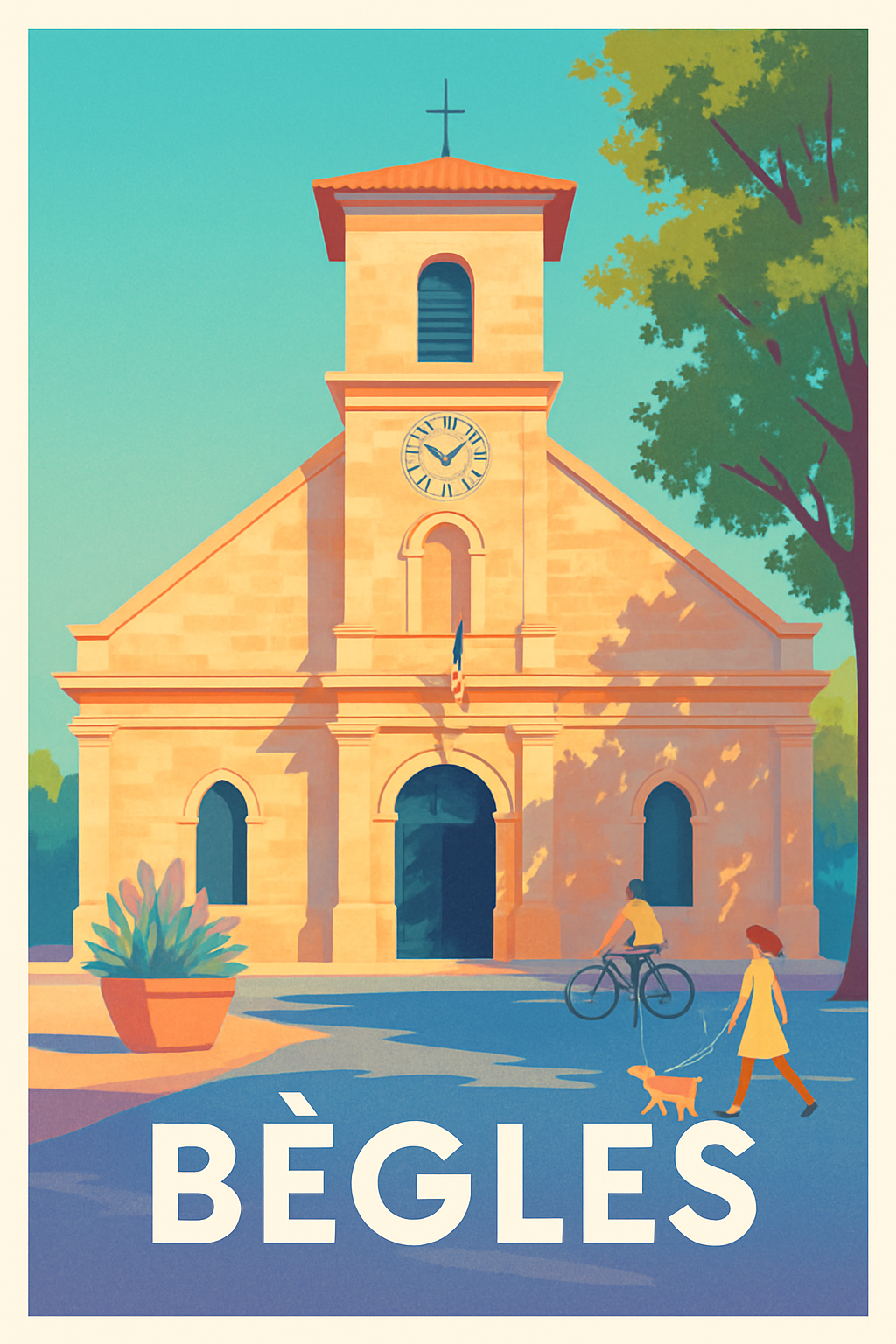Gironde France Pas de Cadre / 20 × 30cm Affiche de Bègles - Tranquillité et charme au cœur de la ville