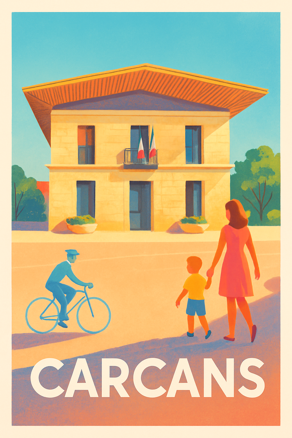 Gironde France Pas de Cadre / 20 × 30cm Affiche de Carcans - Charme et douceur d'une scène de vie locale