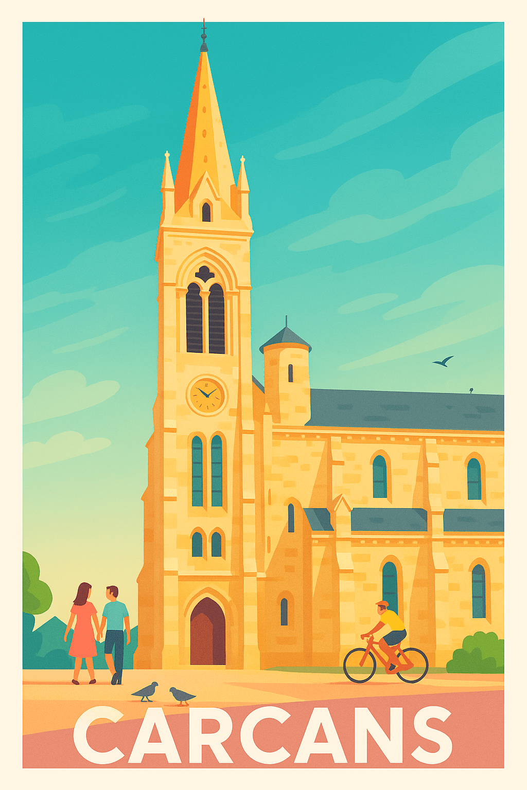 Gironde France Pas de Cadre / 20 × 30cm Affiche de Carcans - Charme intemporel et douceur de vivre