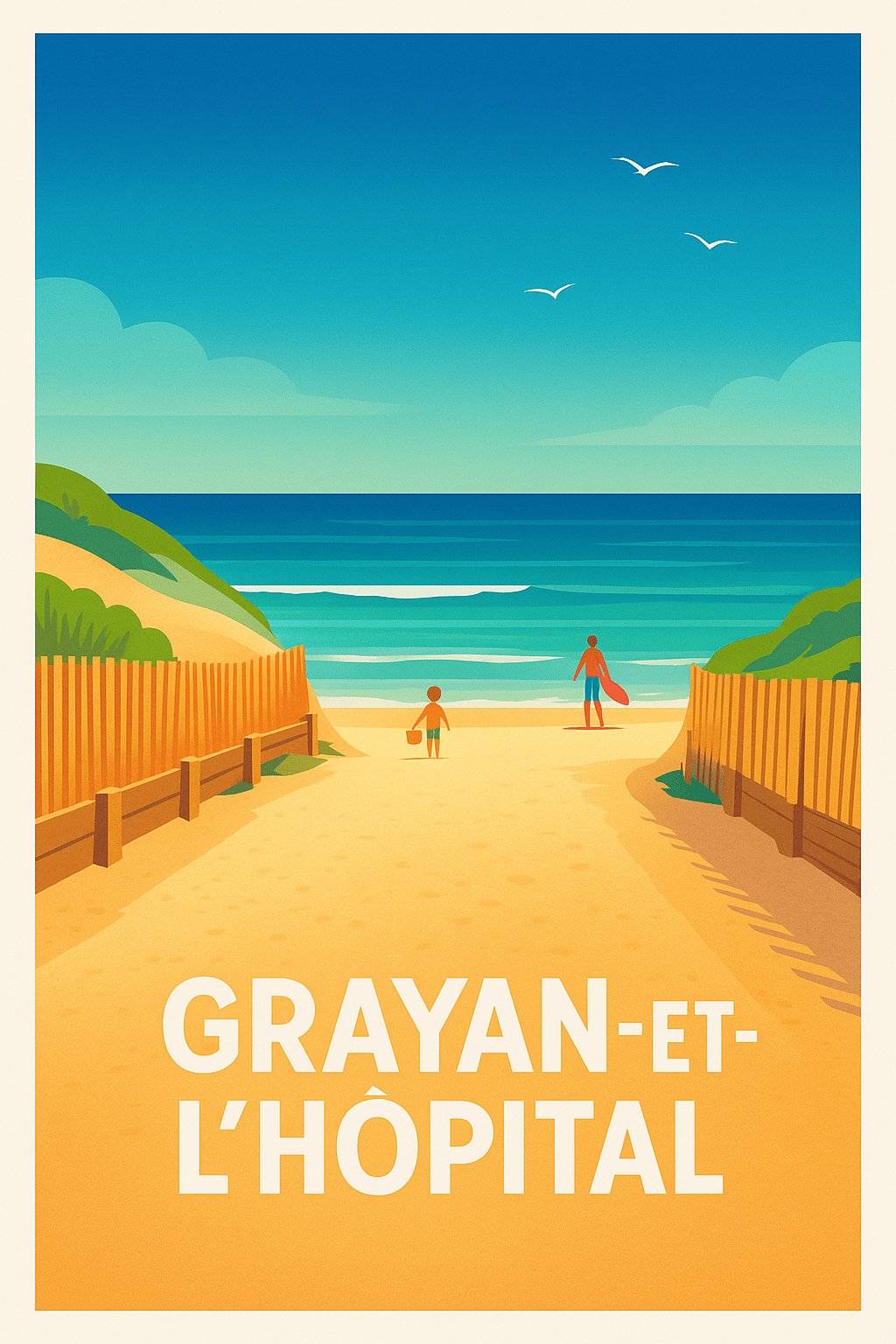 Gironde France Pas de Cadre / 20 × 30cm Affiche de Grayan-et-l'Hôpital - Escapade balnéaire en douceur