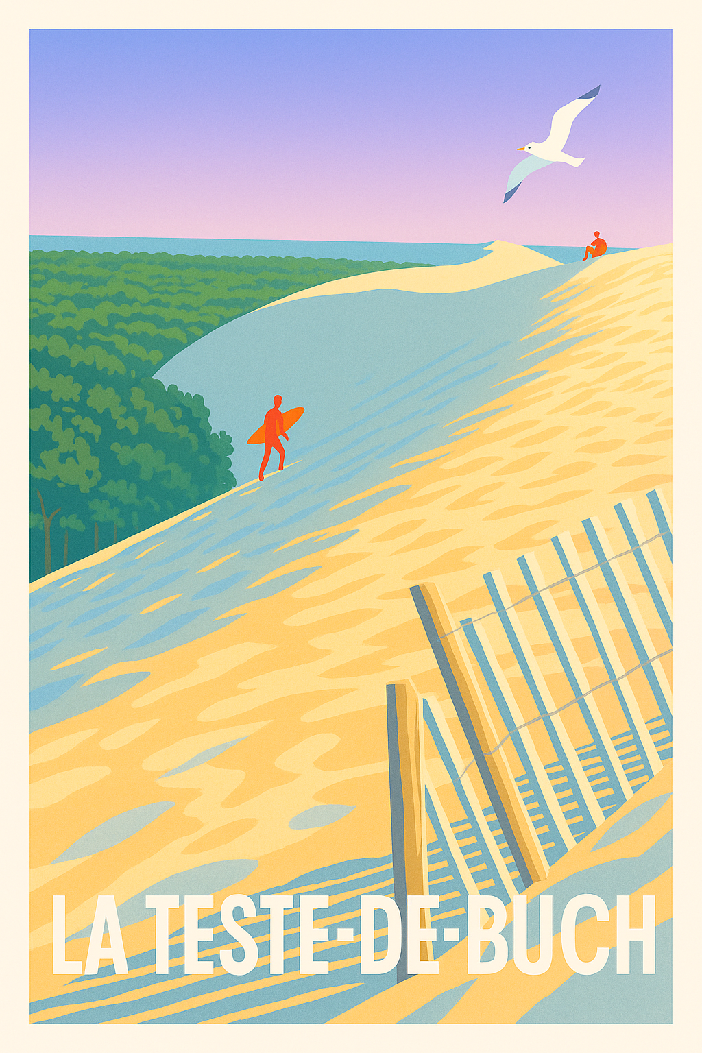 Affiche La Teste-de-Buch — Évasion sur les dunes dorées · poster d'art de La Teste-de-Buch