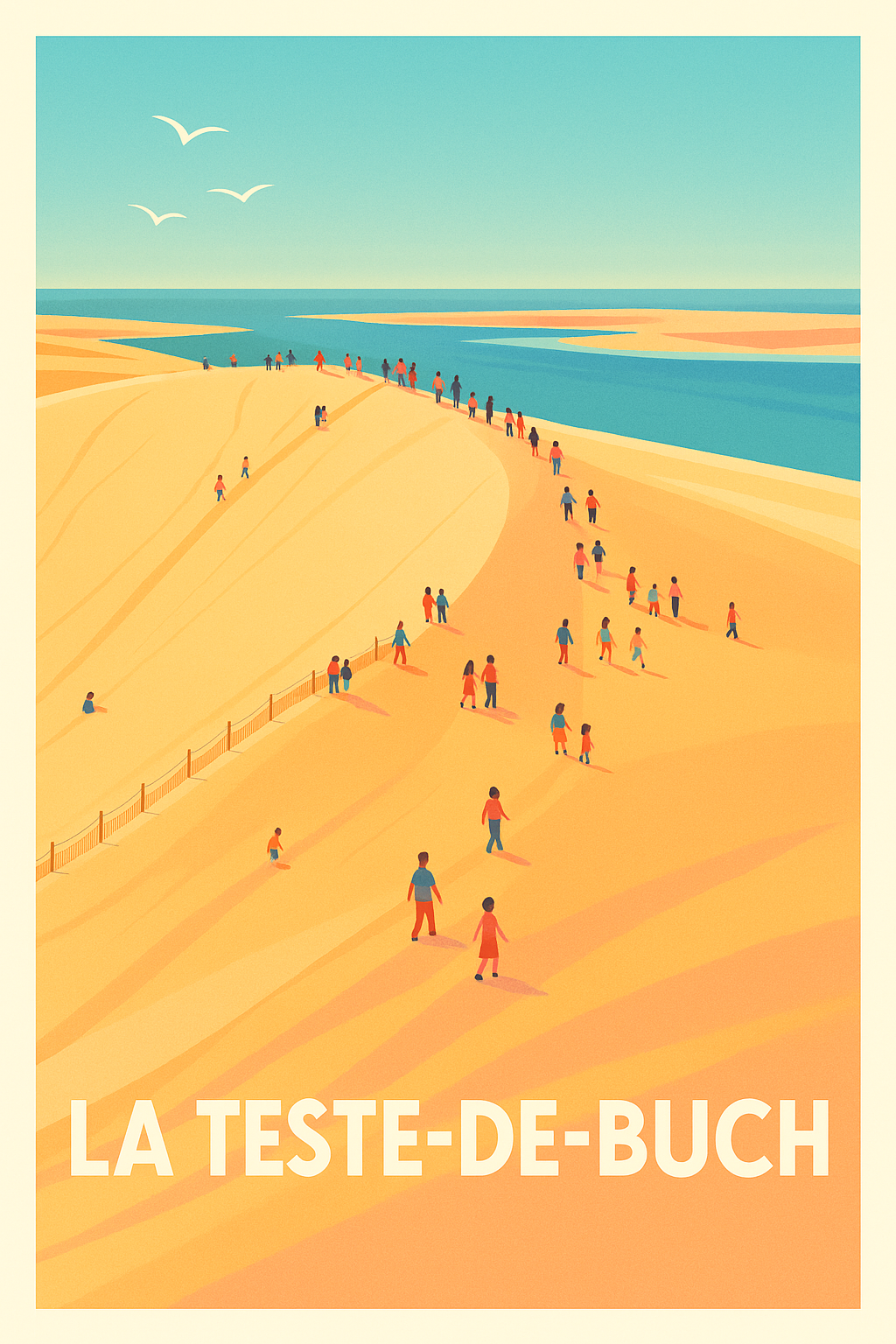 Affiche La Teste-de-Buch — L'envol sur les dunes dorées · poster d'art de La Teste-de-Buch