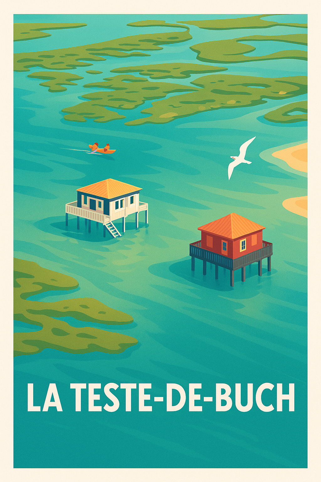 Gironde France Pas de Cadre / 20 × 30cm Affiche de La Teste-de-Buch - Sérénité au cœur du Bassin d'Arcachon