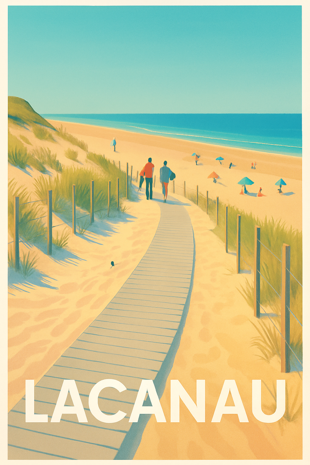 Gironde France Pas de Cadre / 20 × 30cm Affiche de Lacanau - L'appel apaisant de la plage Atlantique