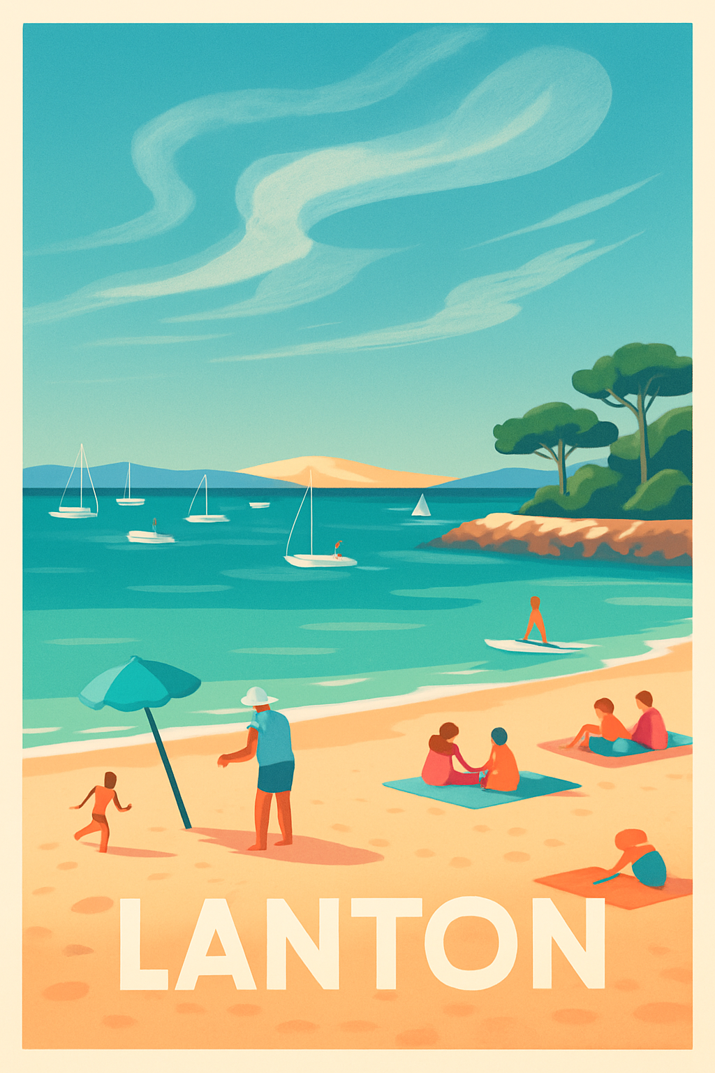 Affiche Lanton — Évasion balnéaire sur le Bassin d'Arcachon · poster d'art de Lanton