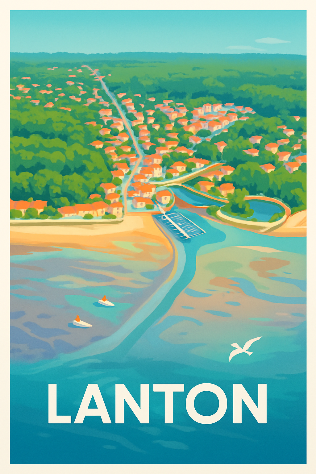 Gironde France Pas de Cadre / 20 × 30cm Affiche de Lanton - Évasion entre terre et mer