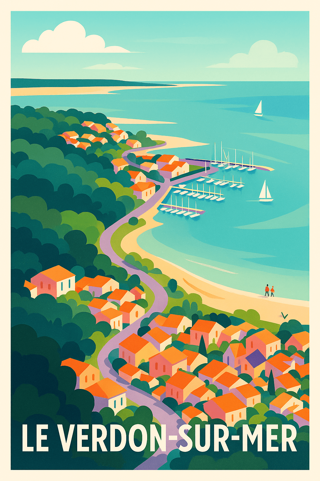 Affiche Le Verdon-sur-Mer — Charmante Escapade Côtière · poster d'art de Le Verdon-sur-Mer