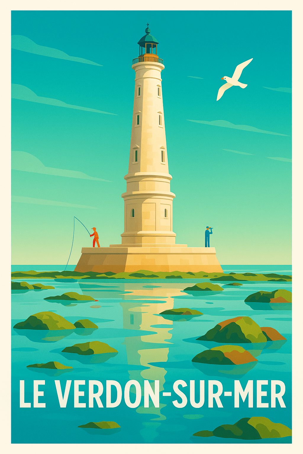 Gironde France Pas de Cadre / 20 × 30cm Affiche de Le Verdon-sur-Mer - Charme marin et phare emblématique