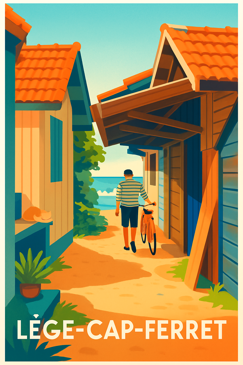 Gironde France Pas de Cadre / 20 × 30cm Affiche de Lège-Cap-Ferret - Balade au bord de l'océan