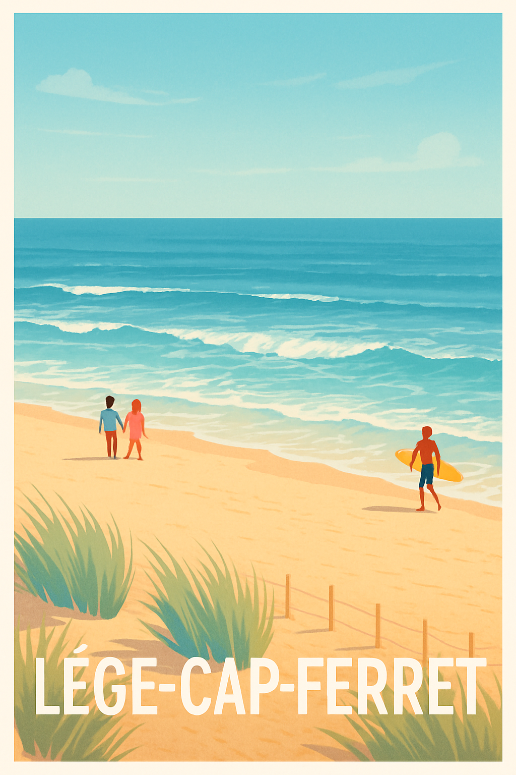 Gironde France Pas de Cadre / 20 × 30cm Affiche de Lège-Cap-Ferret - Évasion et douceur marine