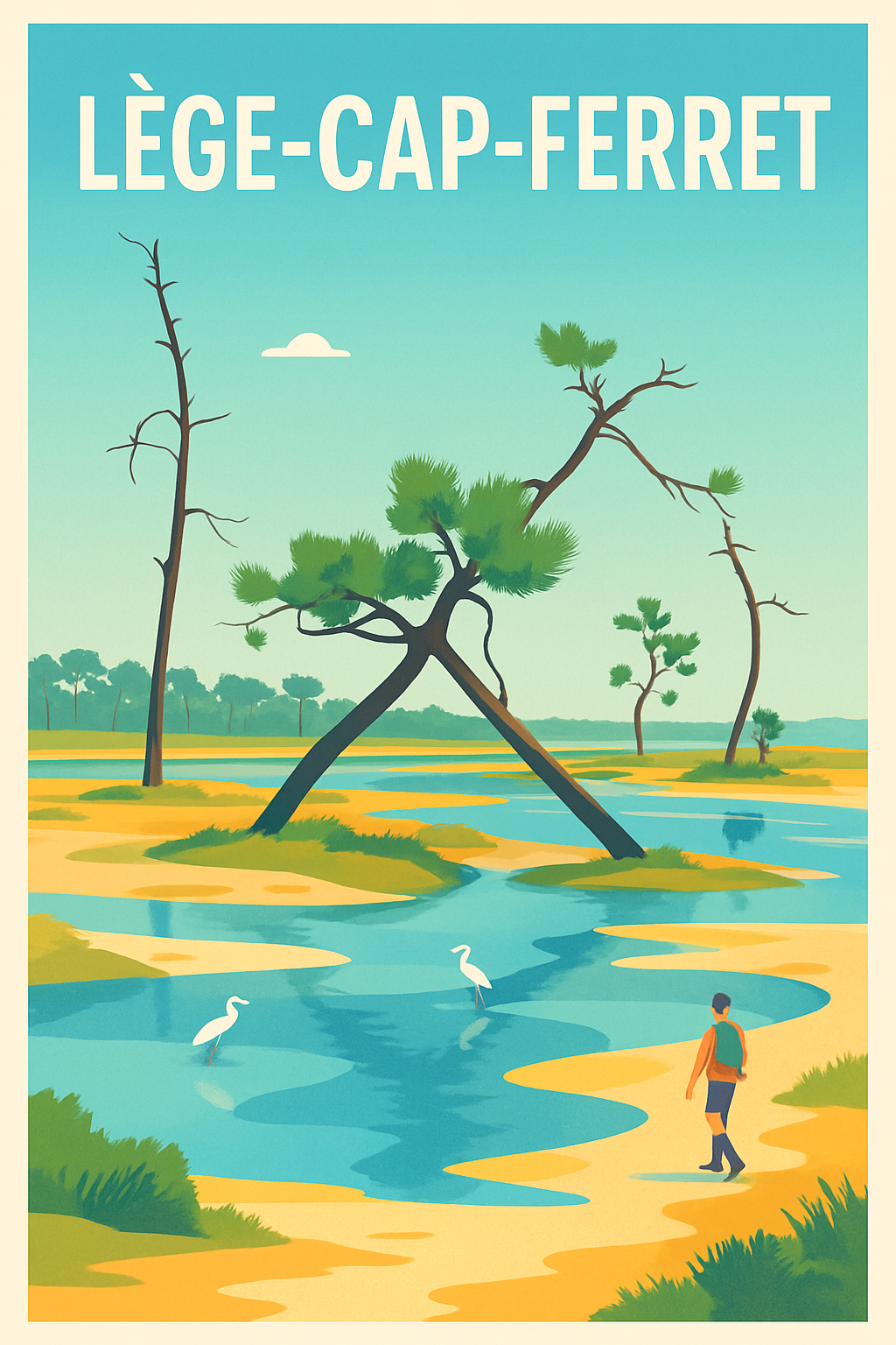 Gironde France Pas de Cadre / 20 × 30cm Affiche de Lège-Cap-Ferret - Évasion nature au bord de l'eau