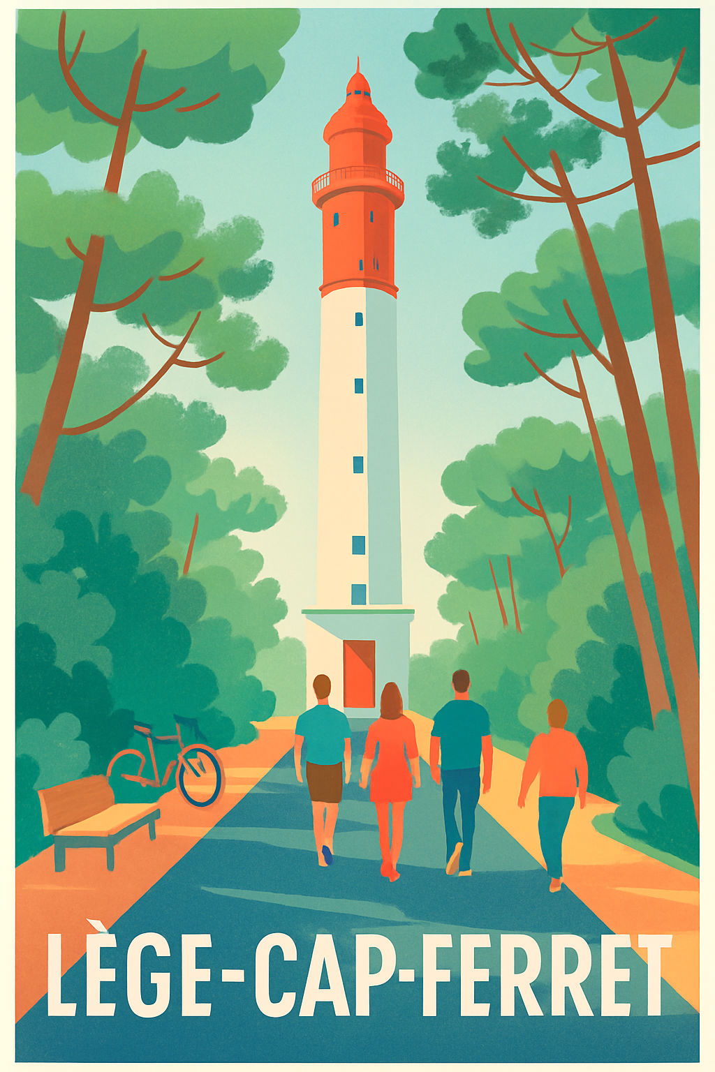 Gironde France Pas de Cadre / 20 × 30cm Affiche de Lège-Cap-Ferret - Promenade au phare emblématique