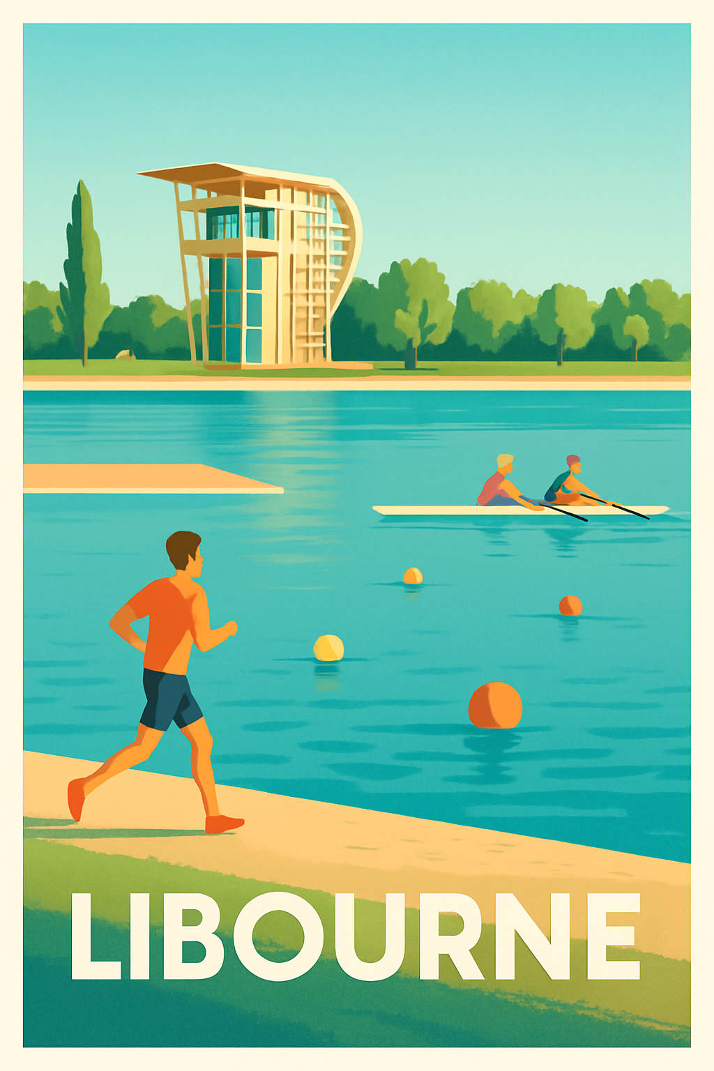 Affiche Libourne — Escapade sportive au bord de l'eau · poster d'art de Libourne
