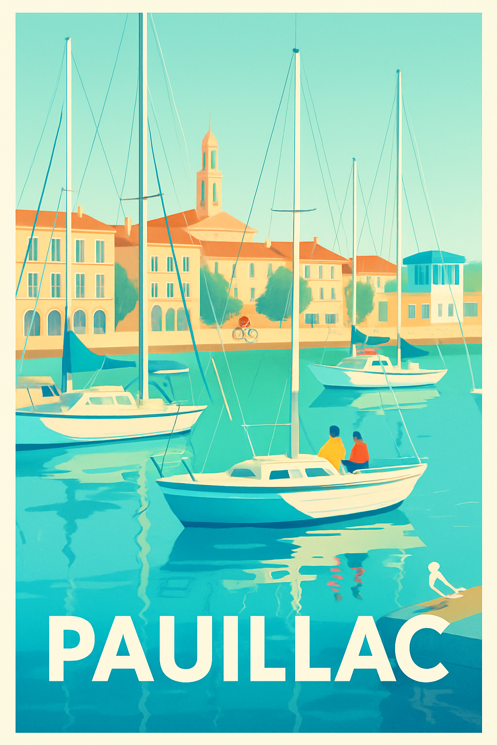 Gironde France Pas de Cadre / 20 × 30cm Affiche de Pauillac - Escapade nautique au cœur du port