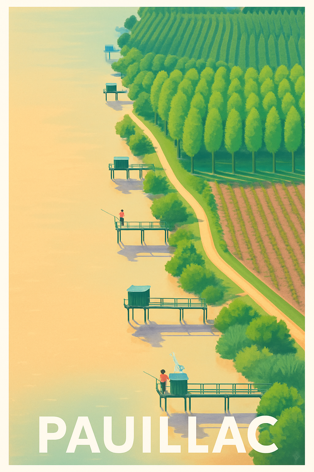 Gironde France Pas de Cadre / 20 × 30cm Affiche de Pauillac - Sérénité au fil de la Garonne