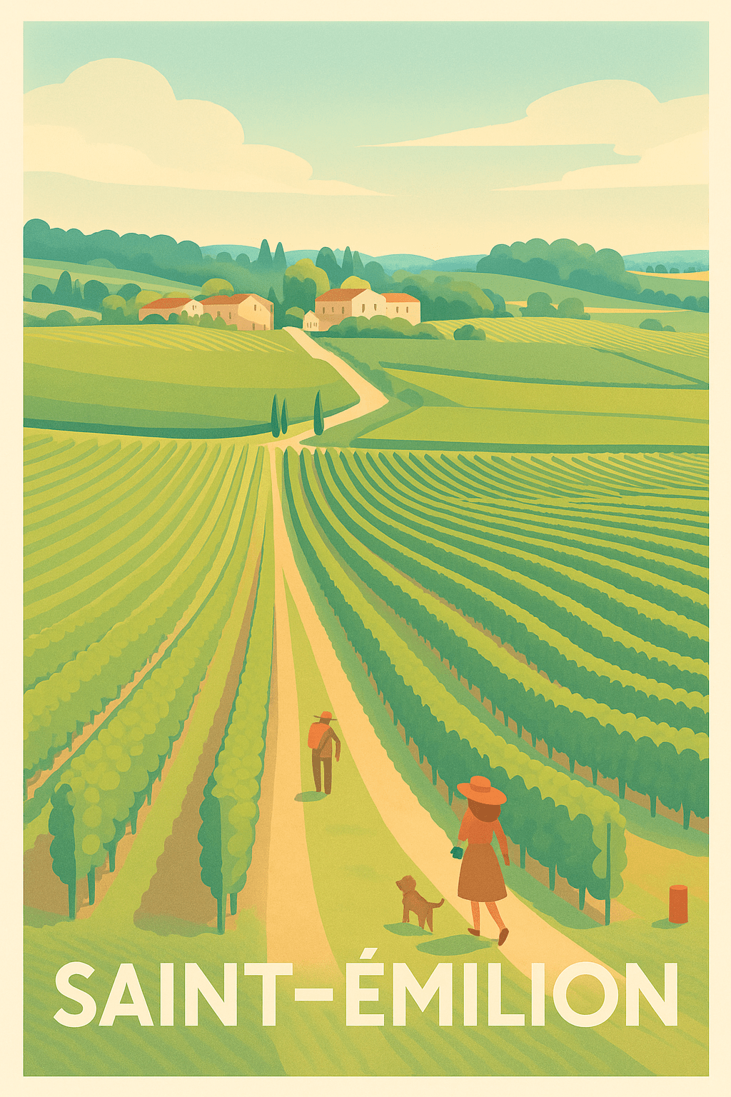Gironde France Pas de Cadre / 20 × 30cm Affiche de Saint-Émilion - Évasion bucolique au cœur des vignobles