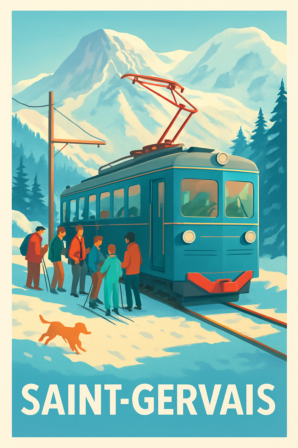 Gironde France Pas de Cadre / 20 × 30cm Affiche de Saint-Gervais - Escapade hivernale au cœur des montagnes