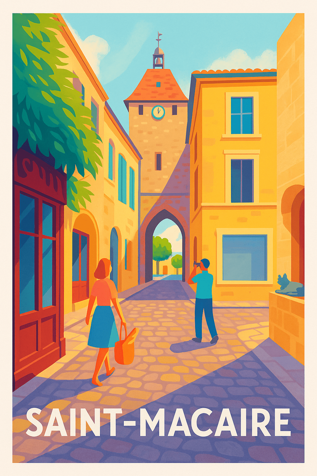 Affiche Saint-Macaire — Charme et lumière d'une ville historique · poster d'art de Saint-Macaire