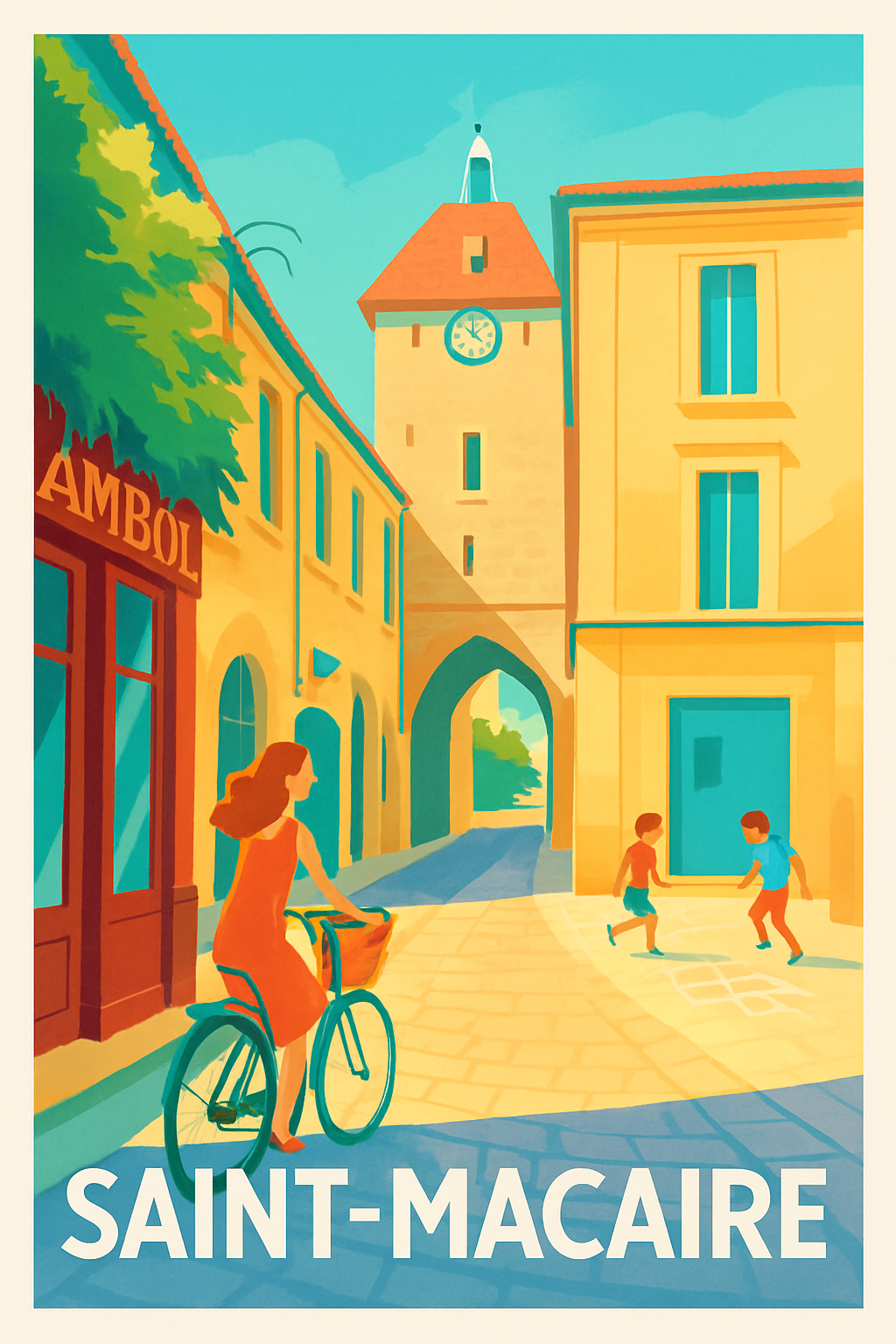 Affiche Saint-Macaire — Charme et sérénité au cœur de la ville · poster d'art de Saint-Macaire