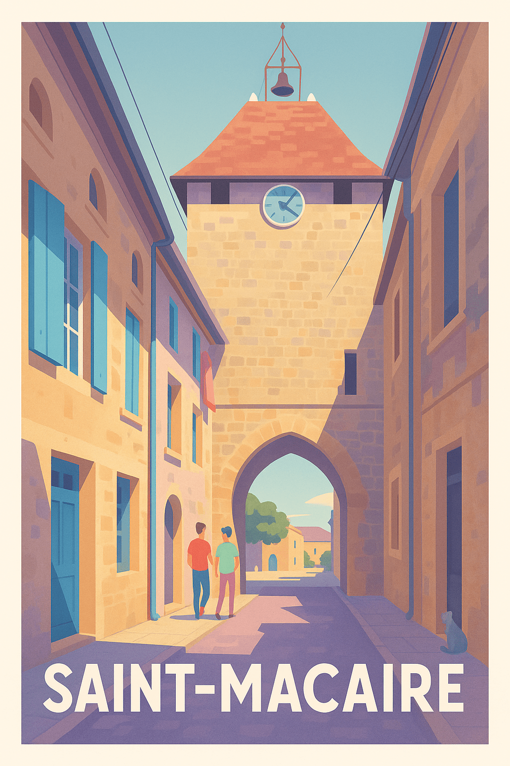 Gironde France Pas de Cadre / 20 × 30cm Affiche de Saint-Macaire - Promenade au cœur du charme médiéval