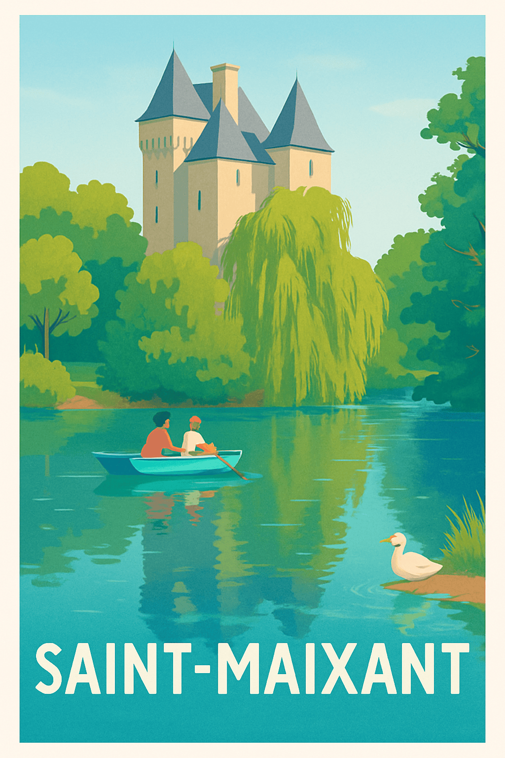 Gironde France Pas de Cadre / 20 × 30cm Affiche de Saint-Maixant - Escapade paisible au bord de l'eau
