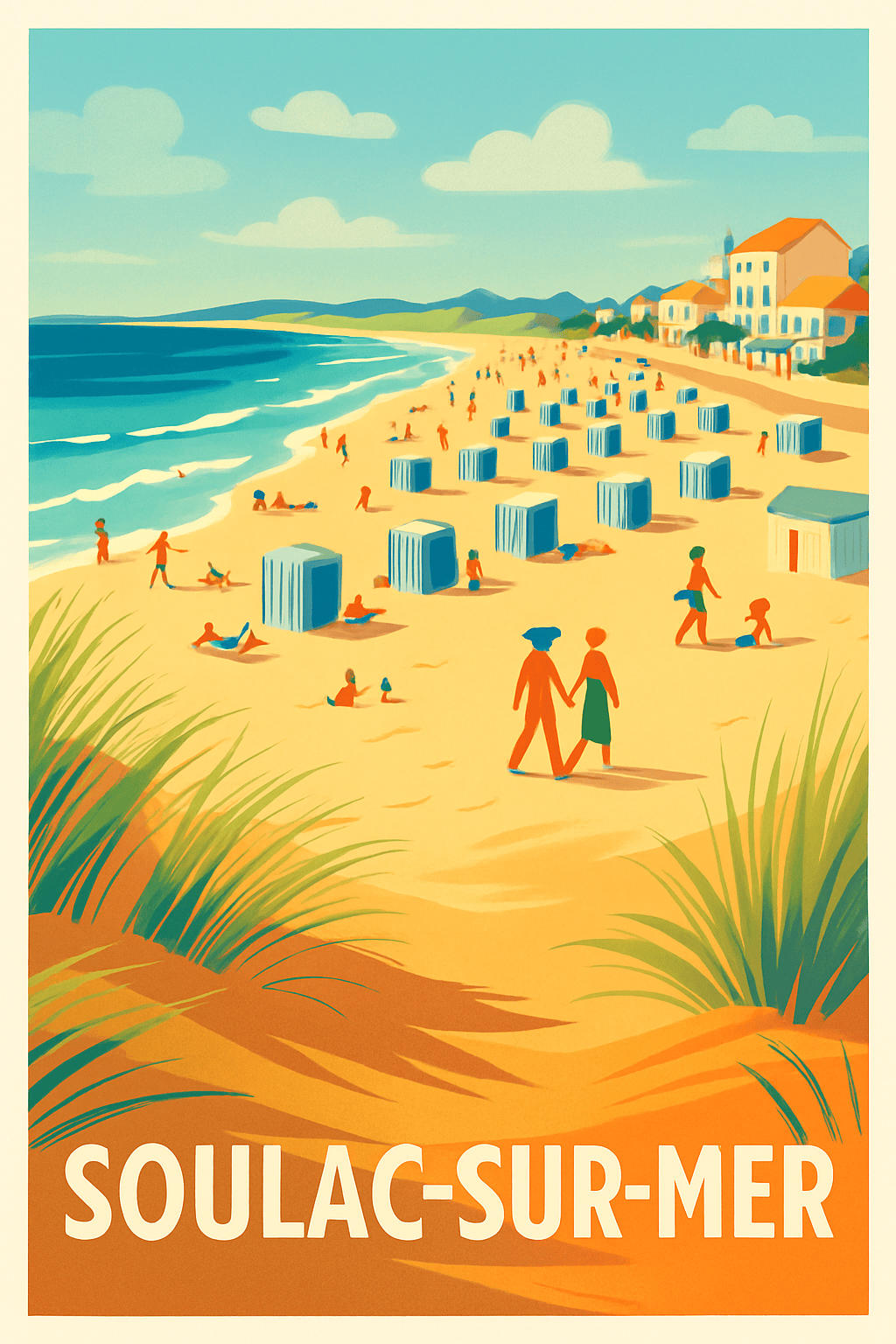 Gironde France Pas de Cadre / 20 × 30cm Affiche de Soulac-sur-Mer - L'élégance balnéaire ensoleillée